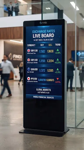 Live currency exchange digital signage board