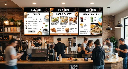 Hospitality digital menu board display
