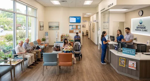Healthcare clinic patient waiting area