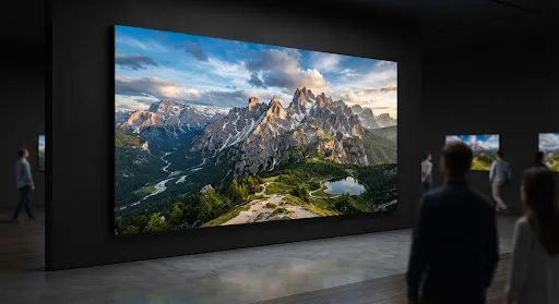 Scenic mountain landscape on a high-resolution digital display